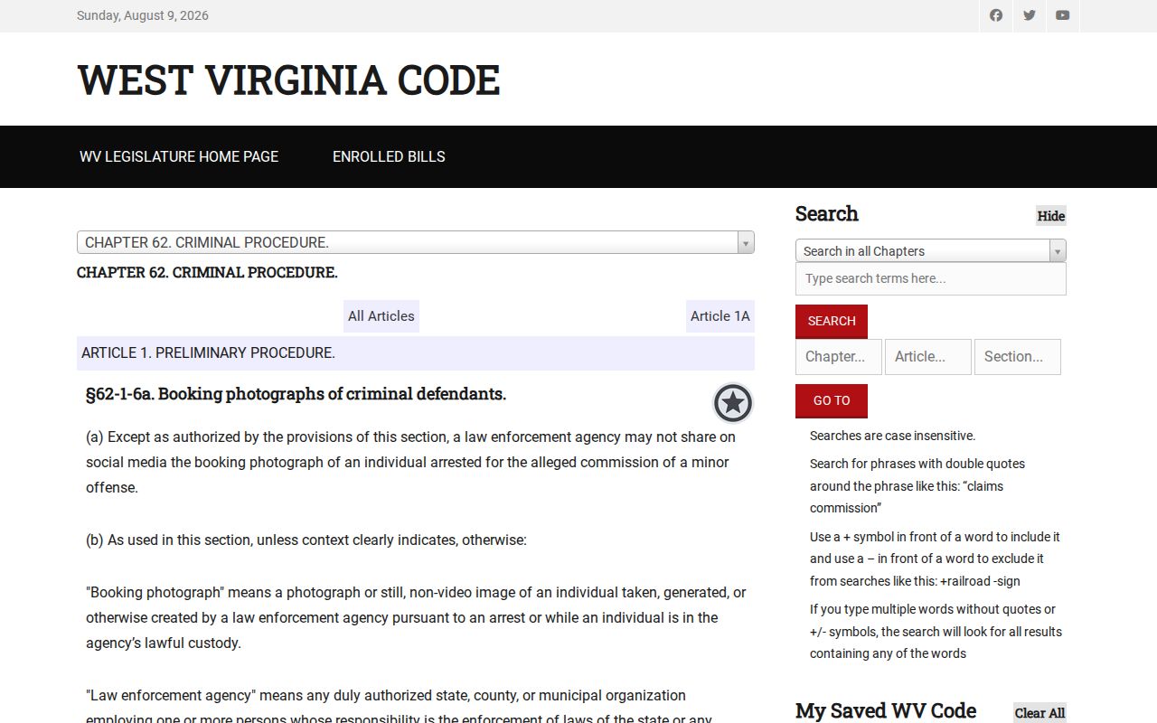 West Virginia social-media rule for McDowell County released inmate mugshots